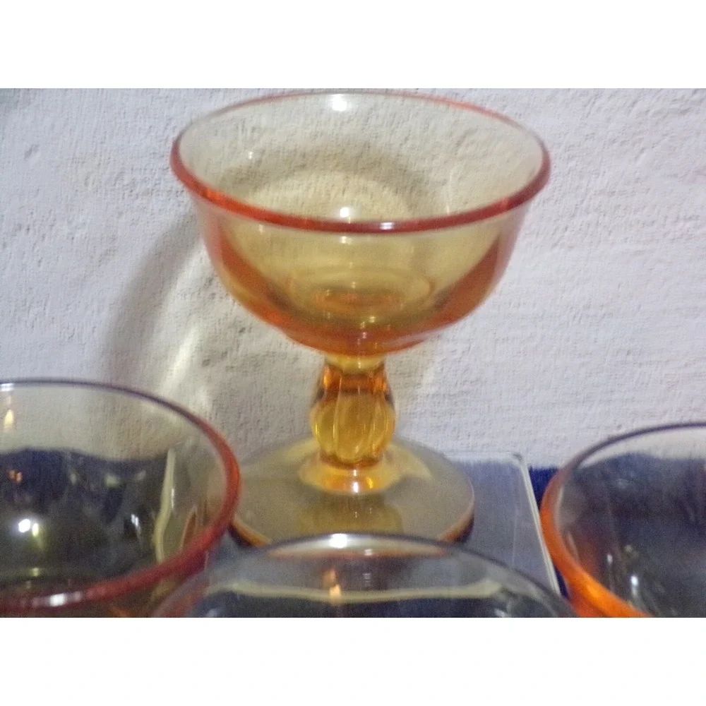 Tiffin Franciscan Desert Red Amber Glass Footed Dessert Bowls Set of 4 Beautiful